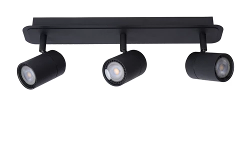 Lucide LENNERT - Ceiling spotlight Bathroom - LED Dim. - GU10 - 3x5W 3000K - IP44 - Black - turned off